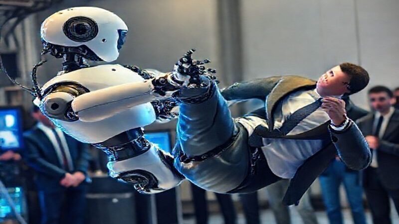 AI CEO Takes a Chest Kick to Prove Humanoid Robot Is Real: EngineAI’s 165-pound, 29-DOF T800 bot trades demos for durability tests—and schedules a boxing match
