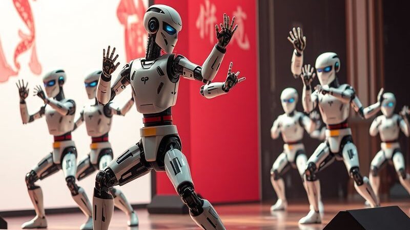 AI Humanoid Robots Showcase Kung Fu Skills in Synchronized Performance: A look into the advanced capabilities of humanoid robots as they perform complex routines autonomously.