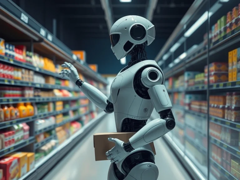 AI Humanoids Take the Night Shift: The integration of humanoid robots in grocery stores aims to optimize overnight restocking operations.